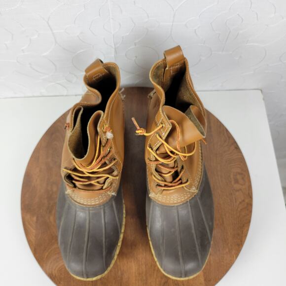 Vintage LL Bean Boots Mens 13 Brown Tan Leather Maine Hunting Duck Boot 8" Ankle - Picture 10 of 16
